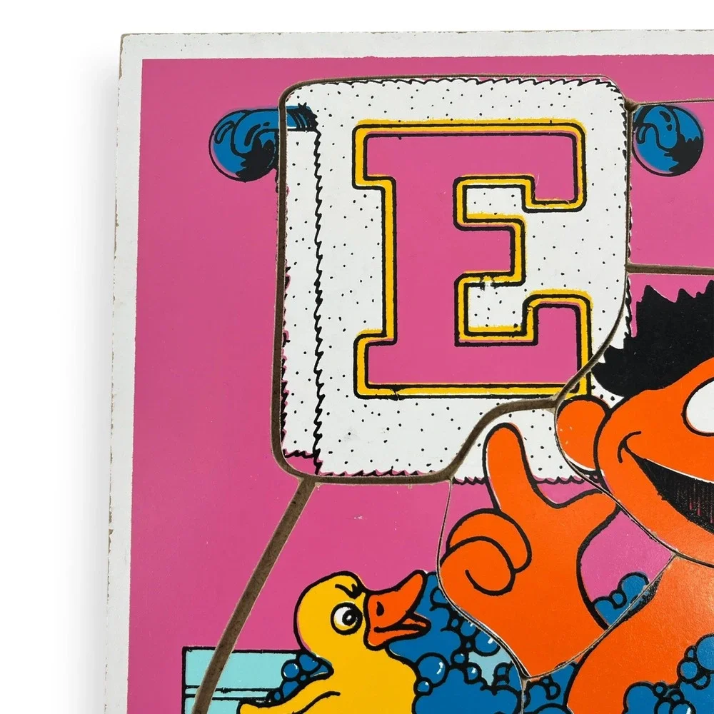 Vintage 1979 Playskool Sesame Street Ernie Wood Tray Puzzle 12 Piece Toy 31522